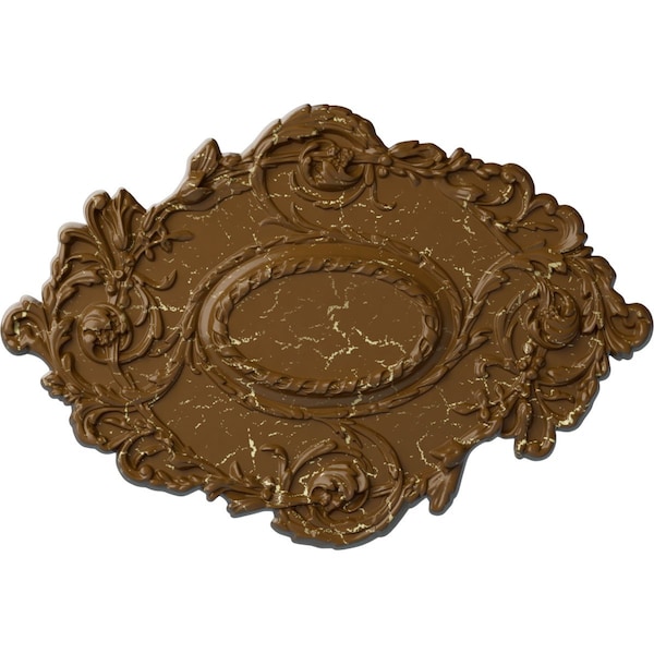 Ekena Millwork Kinsley Flowing Leaf Ceiling Medallion, Hand-Painted Smokey Topaz Crackle, 30 3/8"W x 20 3/4"H x 1"P CM30KISTC - main